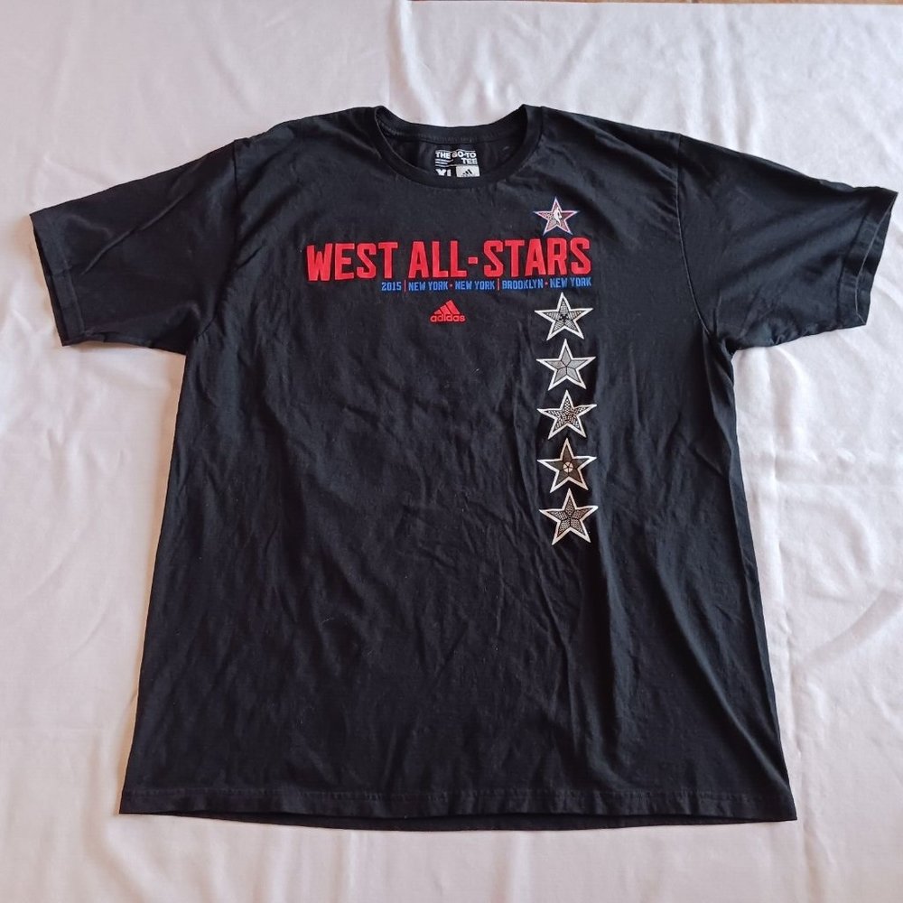 2015 NBA West All Stars Kobe Bryant Stephen Curry Harden Adidas XL T Black Shirt
